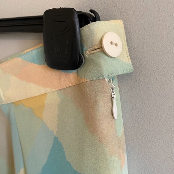 Vintage Skirt 1980s Pastel Print Maxi with Wide Pleats and A-line Shape - Picture 5 of 12